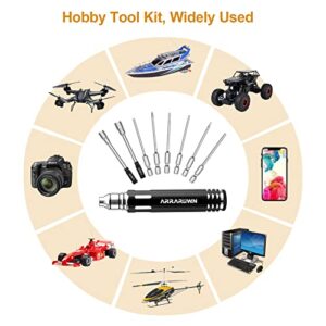 10 in 1 RC Model Repair Tools Kit with 1.5/2.0/2.5/3.0/4.0/5.5mm Hex Screwdrivers Wrench Phillips & Slotted Screwdriver, Metal Tray for RC Cars Helicopter Drone Boat