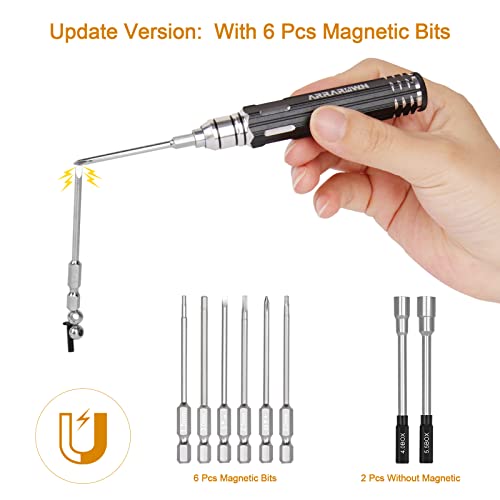 10 in 1 RC Model Repair Tools Kit with 1.5/2.0/2.5/3.0/4.0/5.5mm Hex Screwdrivers Wrench Phillips & Slotted Screwdriver, Metal Tray for RC Cars Helicopter Drone Boat