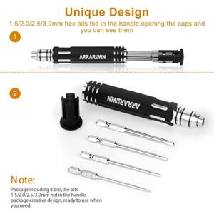 10 in 1 RC Model Repair Tools Kit with 1.5/2.0/2.5/3.0/4.0/5.5mm Hex Screwdrivers Wrench Phillips & Slotted Screwdriver, Metal Tray for RC Cars Helicopter Drone Boat