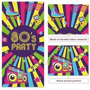80’s Party Time Banner Tape Backdrop Throwback 80’s Style I Love 80’s Retro Theme Decor for Disco Rock Punk Music Dance Boom Box Hip Hop Birthday Back to the 80's Party Flag Favors Decorations