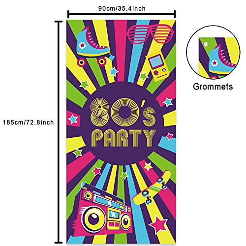 80’s Party Time Banner Tape Backdrop Throwback 80’s Style I Love 80’s Retro Theme Decor for Disco Rock Punk Music Dance Boom Box Hip Hop Birthday Back to the 80's Party Flag Favors Decorations