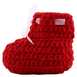 thrill knit crochet baby booties newborn socks handmade shoes deep – (red 0-3 months)