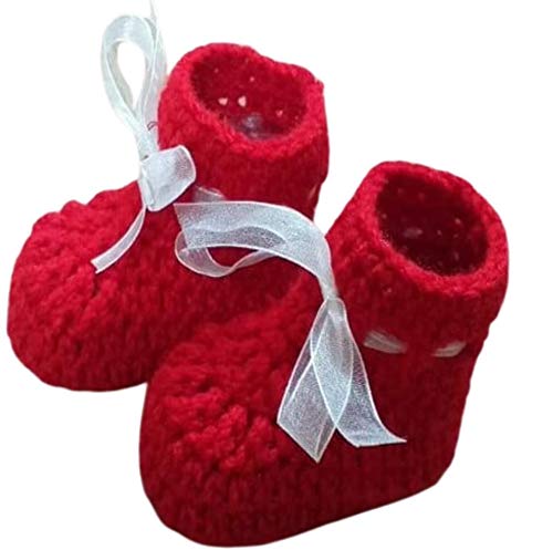 Thrill Knit Crochet Baby Booties Newborn Socks Handmade Shoes Deep - (Red 0-3 Months)