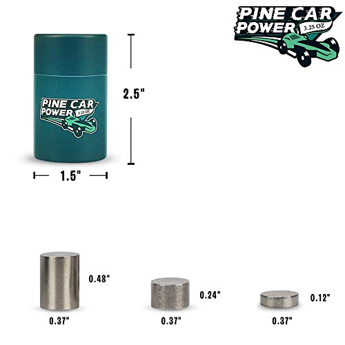 Tungsten Weights Kits 3.25oz. 3 Sizes of Incremental Cylinders for Pinewood Car.