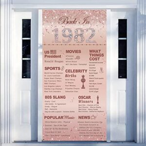 darunaxy 41st birthday rose gold party decorations, back in 1982 door banner 41 years old birthday party poster supplies, 1982 birthday door cover sign for women vintage 1982 backdrop for girls