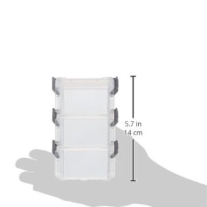 IRIS USA 3-Piece Buckle Snaps Layered Latch Box, Mini, Clear/Silver