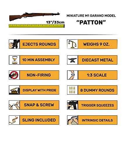 GOAT GUNS Miniature M1 Garand Model Black / Wood Grain | 1:3 Scale Diecast Metal