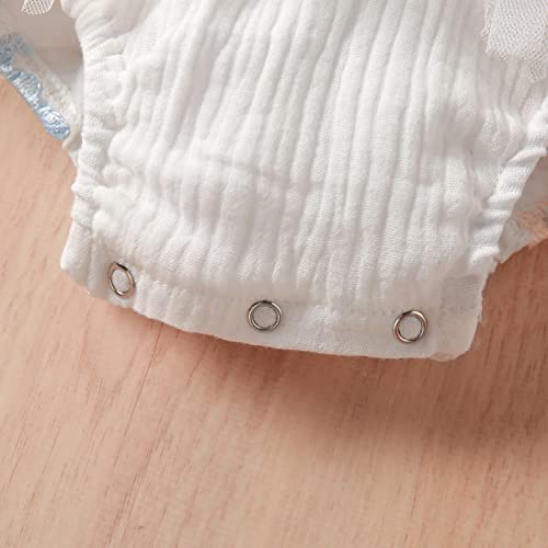 Hnyenmcko Newborn Infant Baby Girl Clothes Lace Romper Dress Ruffle Sleeveless Backless Jumpsuit Tassel Bodysuit Summer Outfit (Embroidered White, 3-6 Months)