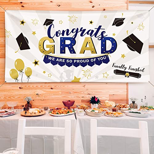 PRETYZOOM Fabric Graduation Banner 2023 Graduation Party Decorations Class of 2023 Graduation Party Favor Photo Background Banner 39.4x78.7 Inch