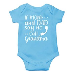 CBTwear If Mom and Dad Say No Call Grandma - Funny New Grandchild Presents - Cute Infant One-Piece Baby Bodysuit (6 Months, Light Blue)