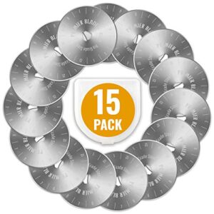 premier blades 45mm rotary cutter blades – (15 pack) fits fiskars, olfa, martelli blades and more – studio fabric cutter wheel for fabric & paper