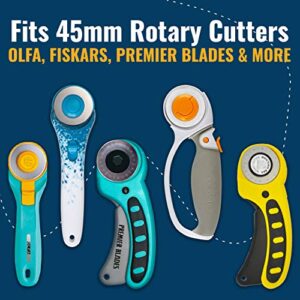 Premier Blades 45mm Rotary Cutter Blades - (15 Pack) Fits Fiskars, Olfa, Martelli Blades and More - Studio Fabric Cutter Wheel for Fabric & Paper