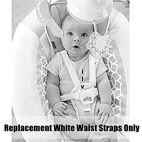 F-Price Replacement Parts for Baby Swing - Fisher-Price Revolve Baby Swing FBL70 ~ Set of 2 White Replacement Waist Strap with Male Part of Buckle