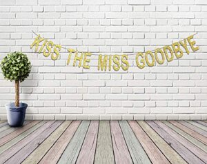 gold glittery banner personalized wedding engagement hashtag kiss the miss goodbye bride shower sign bride to be banners bridal shower photo prop party decoration supplies