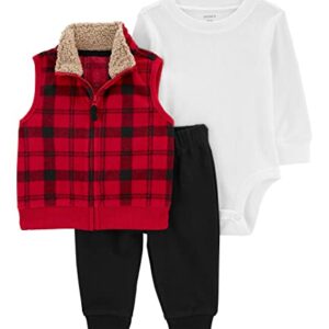 Carter's Baby Boys' Cardigan Sets (Red Black Buff Plaid, 12 Months)