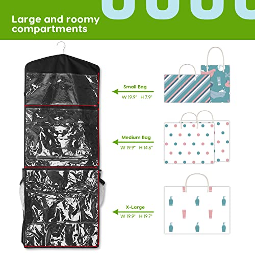 Unjumbly 49.5 Inch Hanging Vertical Gift Wrap Organizer, Double Sided Design, 10 Storage Pockets for Your Gift Wrapping Paper Bows, Gift Bags and Ribbon (Black)