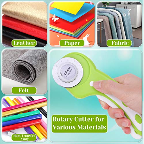 Rotary Cutter Set, Audab Self Healing Sewing Mats Rotary Cutter and Mat 45mm Rotary Fabric Cutter Set with 2 Blades Rotary Cutting Mat for Crafts Fabric Quilting Hobby (9" x 12" (A4))