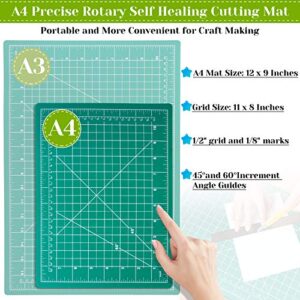 Rotary Cutter Set, Audab Self Healing Sewing Mats Rotary Cutter and Mat 45mm Rotary Fabric Cutter Set with 2 Blades Rotary Cutting Mat for Crafts Fabric Quilting Hobby (9" x 12" (A4))