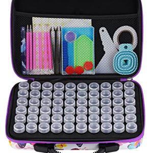 Freewindo Diamond Painting Storage Containers with Diamond Painting Tools Kits, 60 Slots Diamond Painting Accessories Kit for Diamond Art Rhinestones Jewelry Bead Organizer and Storage (Purple)