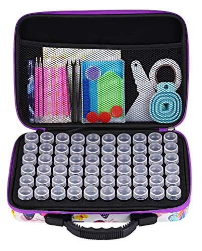 Freewindo Diamond Painting Storage Containers with Diamond Painting Tools Kits, 60 Slots Diamond Painting Accessories Kit for Diamond Art Rhinestones Jewelry Bead Organizer and Storage (Purple)