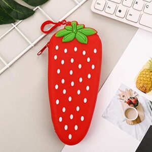 Pencil Pouch, Carrot Banana Fruit Silicone Pencil Case Storage Pen Bag Coin Purse Key Wallet - Eggplant