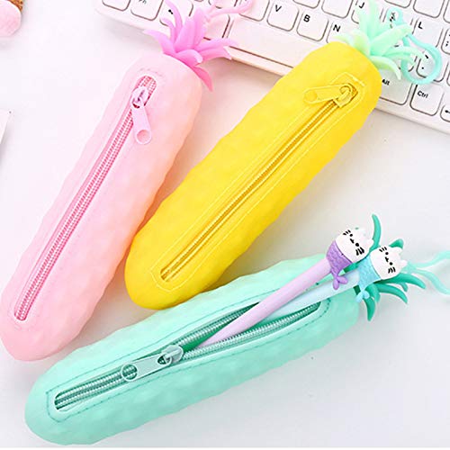 Pencil Pouch, Carrot Banana Fruit Silicone Pencil Case Storage Pen Bag Coin Purse Key Wallet - Eggplant