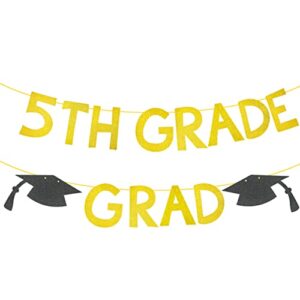 5th grade grad banner, gold glitter 5th grade graduation 2022 decorations, boy girl kids fifth grade graduation party decorations suppliperfect for 5th grade graduation decorations