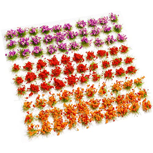 90 Pcs DIY Miniature Colorful Flower Cluster Flower Vegetation Groups Static Grass Tufts for Train Landscape Railroad Scenery Sand Military Layout Model Miniature Bases and Dioramas