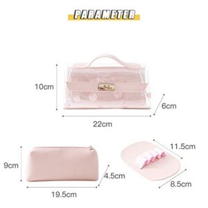 Large Capacity Pencil Pouch Portable Pen Bag Cute Cosmetic Bag Transparent Pencil Case Holder for Middle High School College Student (Purple)