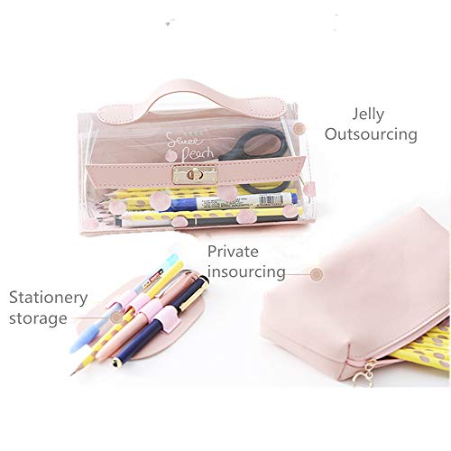 Large Capacity Pencil Pouch Portable Pen Bag Cute Cosmetic Bag Transparent Pencil Case Holder for Middle High School College Student (Purple)