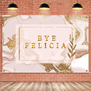pakboom bye felicia backdrop banner party decorations supplies for going away moving job change relocating graduation farewell decor – gold 3.9 x 5.9ft