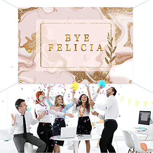 PAKBOOM Bye Felicia Backdrop Banner Party Decorations Supplies for Going Away Moving Job Change Relocating Graduation Farewell Decor – Gold 3.9 x 5.9ft
