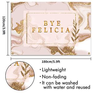 PAKBOOM Bye Felicia Backdrop Banner Party Decorations Supplies for Going Away Moving Job Change Relocating Graduation Farewell Decor – Gold 3.9 x 5.9ft