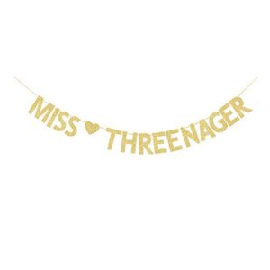 Miss Threenager Banner, Little Girls Kids 3rd Birthday Decors, Girls' 3 Years Old Bday Sign
