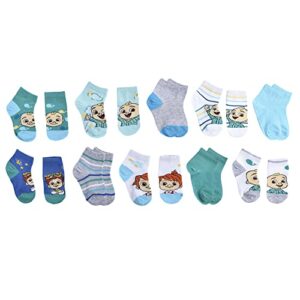 CoComelon Baby Boys 10-pack Quarter Socks, Aqua, 2-4T US