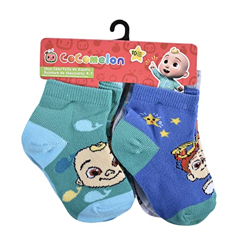 CoComelon Baby Boys 10-pack Quarter Socks, Aqua, 2-4T US