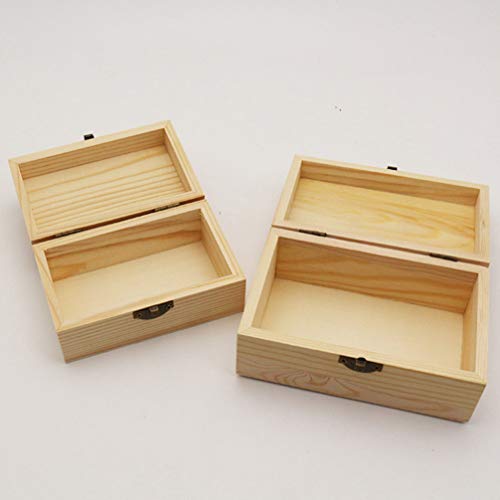 NUOBESTY Unfinished Wooden Boxes 5-Pack Wood Jewelry Boxes Desktop Organizer Gift Case for DIY Projects, Home Decor, Storage Tray