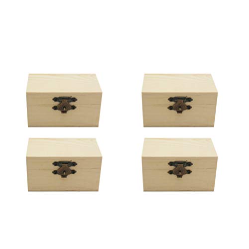 NUOBESTY Unfinished Wooden Boxes 5-Pack Wood Jewelry Boxes Desktop Organizer Gift Case for DIY Projects, Home Decor, Storage Tray