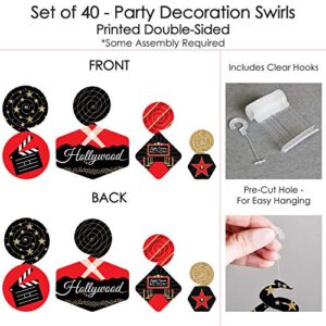 Big Dot of Happiness Red Carpet Hollywood - Movie Night Party Hanging Decor - Party Decoration Swirls - Set of 40