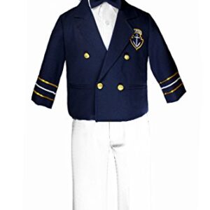 Leadertux Sailor Captain Suits for Boys Outfits from New Born to 7 Years Old (7, White Pants)