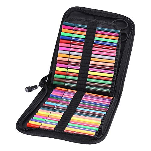 Pencil Roll Pouch 72/120 Slots Canvas Pencil Wrap Portable Pencils Roll Up Case for Artist, School, Office(72 Slots)
