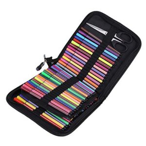 Pencil Roll Pouch 72/120 Slots Canvas Pencil Wrap Portable Pencils Roll Up Case for Artist, School, Office(72 Slots)