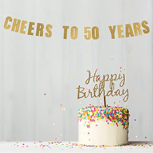 Pre-Strung 50th Birthday Banner - Over the Hill 50th Birthday Decorations Men , 50 Birthday Supplies , 50 Year Old Birthday Decor , Cheers to 50 Years Bday Party Decorations - By Prazoli