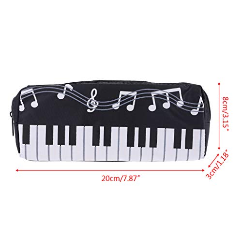 FEIlei Pencil Case, Music Notes Piano Keyboard Pencil Case Large Capacity Pen Bags Stationery Office -Black