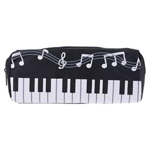 feilei pencil case, music notes piano keyboard pencil case large capacity pen bags stationery office -black