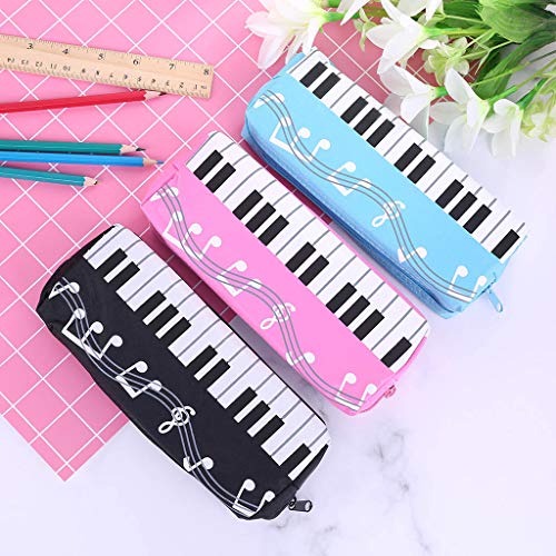 FEIlei Pencil Case, Music Notes Piano Keyboard Pencil Case Large Capacity Pen Bags Stationery Office -Black