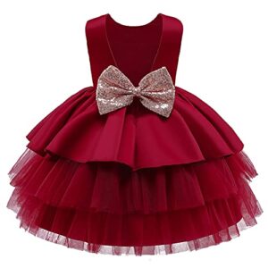 eiay shop 1-10 years baby girl big bowknot sequins wedding ball gown girls pageant dress toddler formal dresses red 2-3t