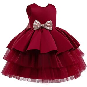 EIAY Shop 1-10 Years Baby Girl Big Bowknot Sequins Wedding Ball Gown Girls Pageant Dress Toddler Formal Dresses Red 2-3T