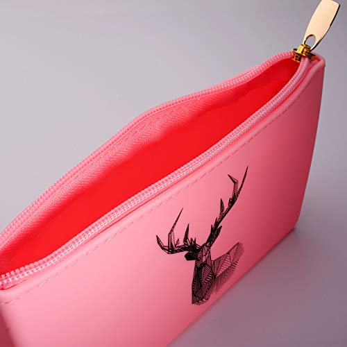 Sisilia Silicone Pencil Case Pouch for Stationary | Hygienic | Waterproof | Zipper | Durable (Pink)