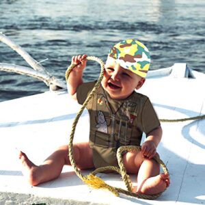 FANCYBABY Baby Boy Fisher Fishing Hunter Camouflage Hat Cap Romper Top Shirt Set Outfit (6 to 9 Months, Fisher)